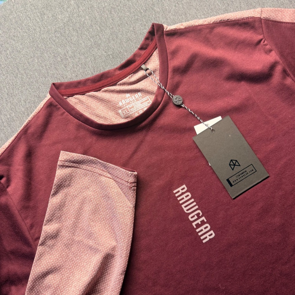 RawGear Mens XL Performance Long Sleeve Shirt Maroon Athletic Gym Training Top